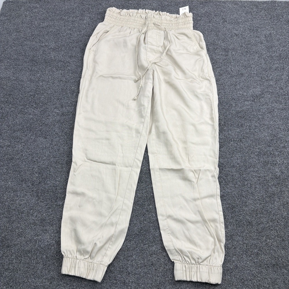 NEW Abercrombie & Fitch Womens S Short Biege Baggy Jogger Pant Drawstring NWT